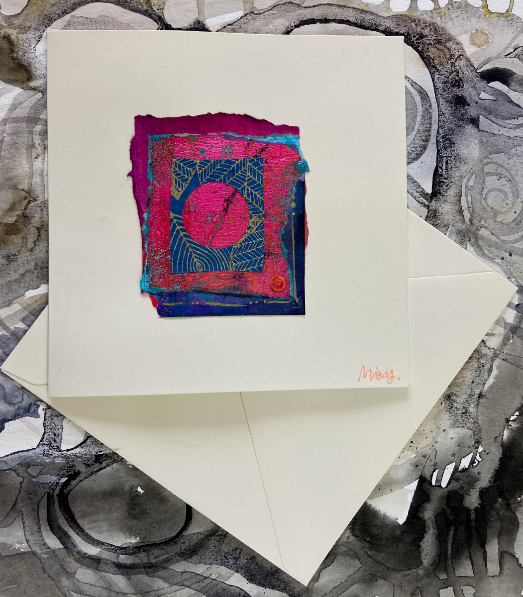 Collaged Artcard: Magenta & Blue