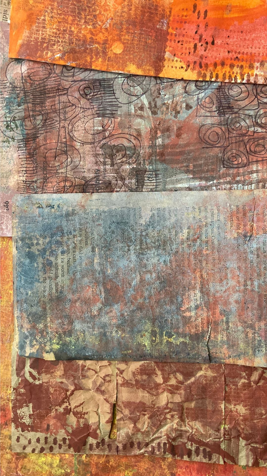 Painted Paper Bundles for Mixed Media Collage  | "Autumn Mist"
