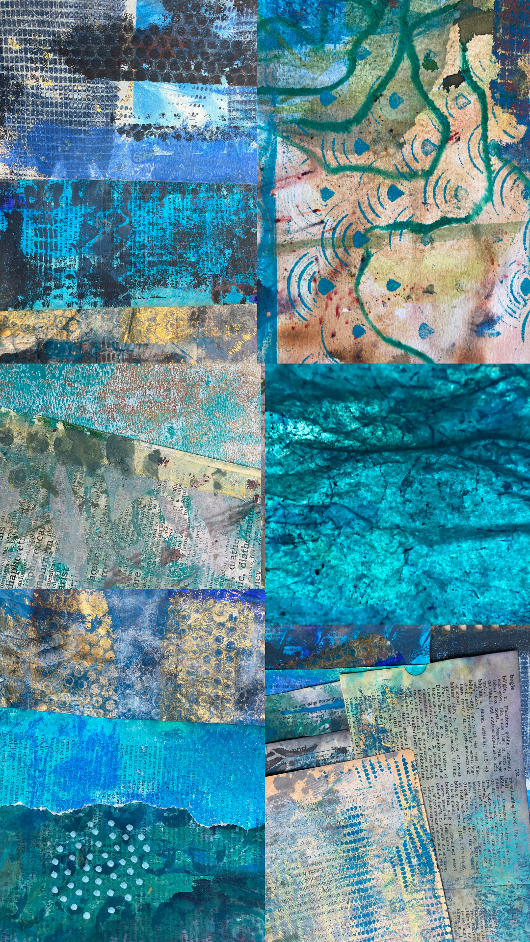 Painted Paper Bundles for Mixed Media Collage  | "Beside the Seaside"