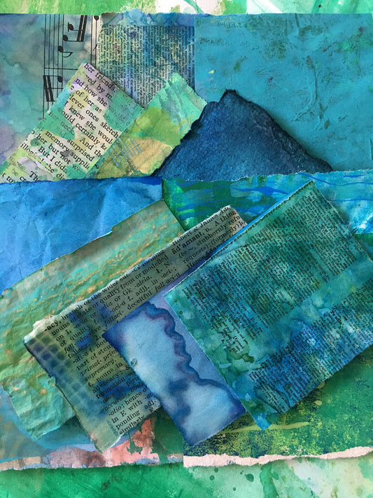 Painted Paper Bundles for Mixed Media Collage | "Mermaids & Peacocks" |