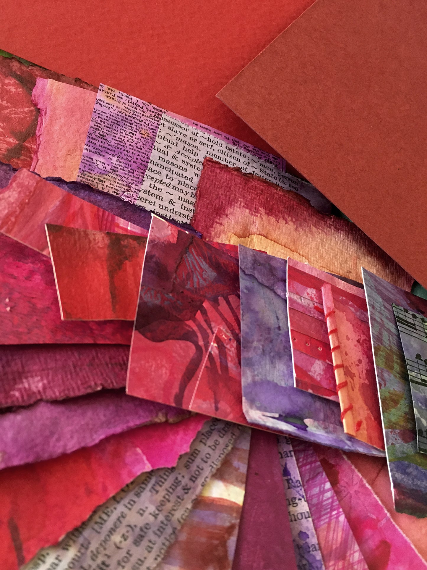 Painted Paper Bundles for Mixed Media Collage | "Magenta & Berries" |