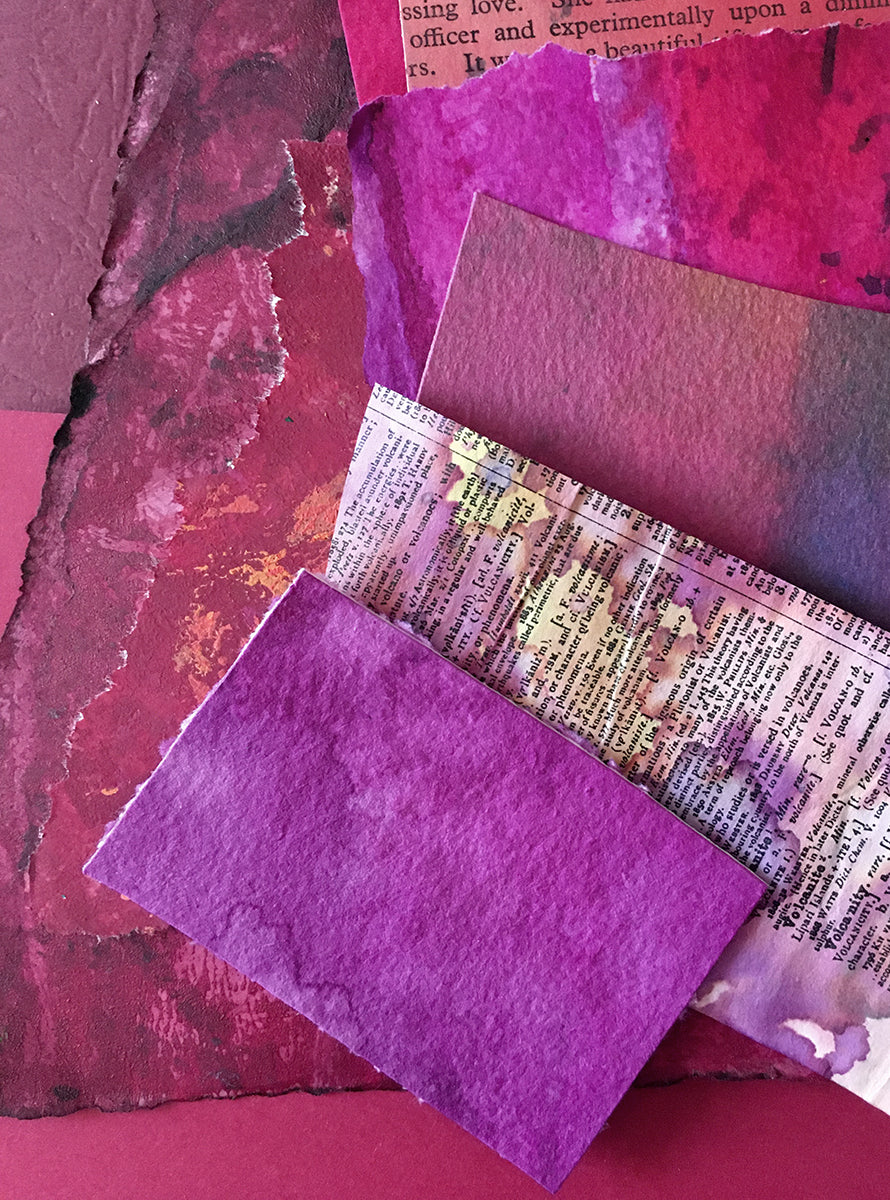 Painted Paper Bundles for Mixed Media Collage | "Magenta & Berries" |